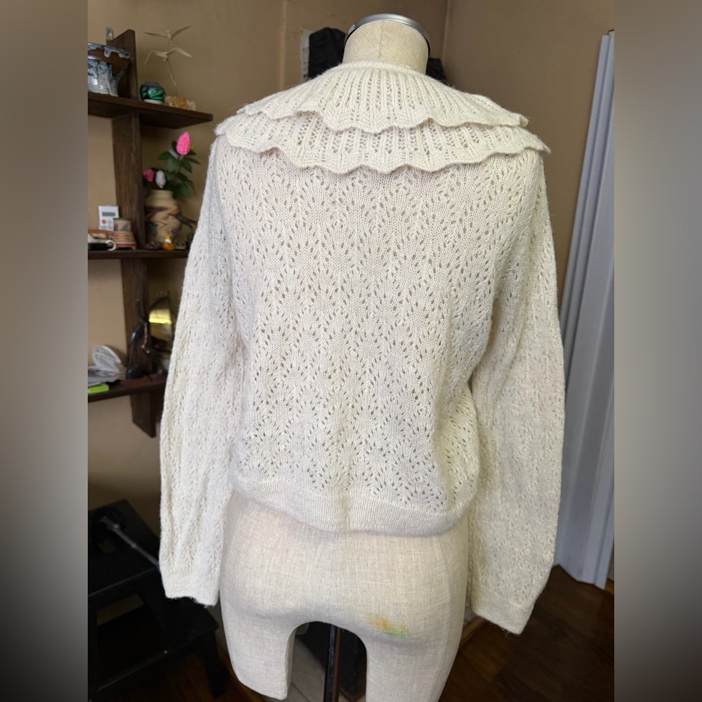 MANGO Openwork Baby Doll Neck Cardigan in size Small - Picture 8 of 16